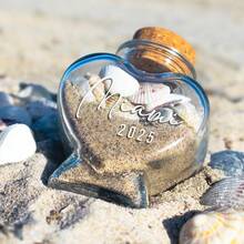 1 pieza Botella de vidrio con forma de corazón y tapón de corcho personalizada, con patrón de arena de playa - Regalo único para luna de miel, aniversario o parejas románticas, lavar a mano, decoración con tema de playa, recuerdos de boda - Multicolor - Ver 9