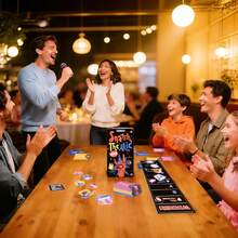 Tabletop Mic Grabbing Family Game | Upgraded Version - Karaoke Party Game, Includes 125 Lyric Cards, Pink And Black Microphones - Suitable For Game Nights, Birthday Parties, Music Lovers (2-10 Players) - Multicolor - View 8