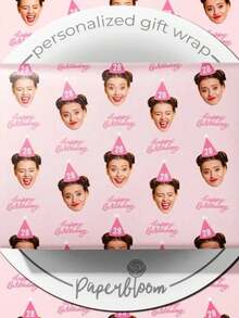 1pc Custom Wrapping Paper,Custom Face Wrapping Paper, Custom Gift Wrap, Personalized Wrapping Paper, Personalized Gift Wrap, Customized Paper With Face And Text, Christmas Wrapping Paper, Funny Christmas Customised Gift, Party Paper, Holiday, Wrap Paper, Packing Paper, Christmas Gift, Santa Claus, Santa Hat, 42*60cm, Gift For Him/Her - Three-face Style - View 2