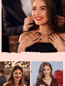 1件“我爱你”100种语言投影石项链，配玫瑰花礼盒，永生花单朵礼盒项链吊坠抽屉式礼盒，100种语言投影石项链，节日礼物，适合女性，母亲节礼物