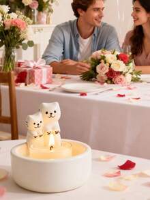 1个情侣猫咪陶瓷烛台，猫咪香氛烛台，情人节猫咪摆件 | 情人节礼物，派对装饰，家居装饰，房间装饰