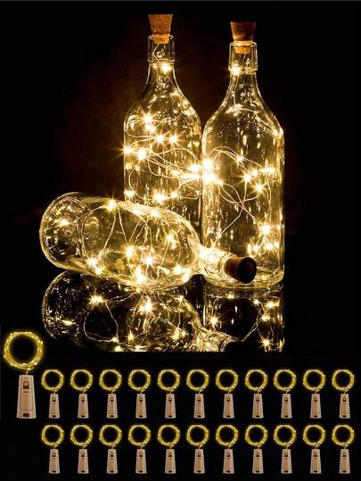 20 LED Wine Bottle Lights, Wine Bottle Stopper LED Lights, Cork Shape Fairy Lights Garland For Liquor Bottles DIY Party Bar Wedding Party Trick Or Treat, Valentine's Day Decoration