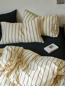 3pcs 100% Cotton Nordic Style Versatile Striped Cotton Bedding Set, 2 Pillowcases + 1 Duvet Cover - Multicolor - View 5