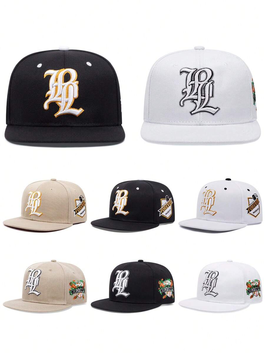 2026新款个性化时尚棒球帽，LPL侧边刺绣FOREVER平沿帽，户外休闲运动遮阳滑板帽，街头创意嘻哈帽，通勤装饰帽，男女通用 - 白色 - 查看 1