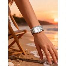 Fossil Raquel Quartz Stainless Steel Three-Hand Watch - Square Series - Stainless Steel Case/Crystal Glass - White - View 4