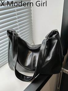 Women's Fashionable Solid Color Casual Minimalist Crossbody Bag, Suitable For Daily Commute, Travel, Shopping, And Strolling - Black - View 1