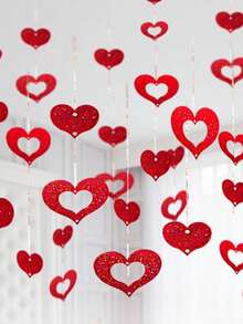 40个装，情人节装饰红色爱心闪亮漩涡挂饰，浪漫情人节成人家居室内墙面装饰，婚礼订婚周年纪念装饰 - 彩色 - 查看 4