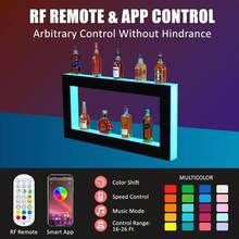 Estante Exhibidor de Botellas de Licor con LED, Estante de Bar Iluminado con Control Remoto y App, 16 Colores y 4 Modos, Soporte de Acrílico para Botellas de Licor - Cuadrado de 2 pasos de 48 pulgadas - Ver 4