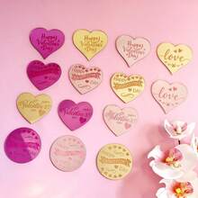 5 piezas/10 piezas/20 piezas Toppers de cupcake en forma de corazón de acrílico dorado con "Feliz Día de San Valentín", adecuados para el Día de San Valentín, fiestas de boda, decoración de pasteles y postres DIY - Multicolor - Ver 1