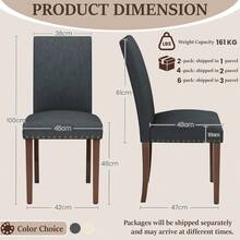 Kitchen Chairs, Set Of 2; Dining Room Chairs; Living Room Chairs; Upholstered Chairs With Solid Wood Legs; Padded Seat - Dark Grey - View 11
