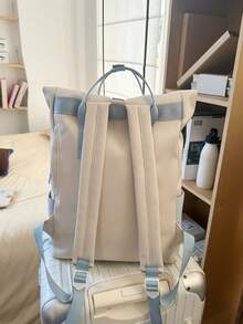 1pc Women's Solid Color Functional Backpack, Suitable For Commuting And Travel - Blue - View 5