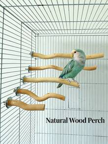 Natural Wooden Bird Perch, Curved Wooden Cage Perch, Screw Mounted, Suitable For Parrots, Cockatiel And Small Pet Birds