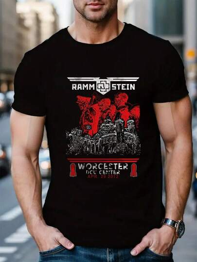100% Cotton Rammstein Worcester Dcu Center Apr 29 2012 T-Shirt Round Neck Short Sleeve Streetwear Fashion Breathable Homme Soft Unisex Designer Clothes For Women Casual Clothes