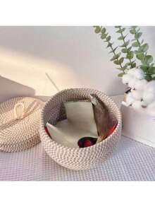 3,2 pieds cubes Panier de rangement rond tressé avec couvercle - Organisateur décoratif portable pour le salon, la chambre, la cuisine - Disponible en plusieurs couleurs, idéal pour la décoration et le rangement des fêtes Panier de rangement décoratif Structure tressée - Boîte de rangement - Voir 2