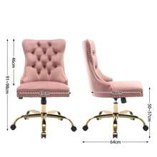 Modern Office Chair In Tufted Velvet With Gold Metal Base, Adjustable And Swivel (Pink), DE1923PK - Pink - View 8