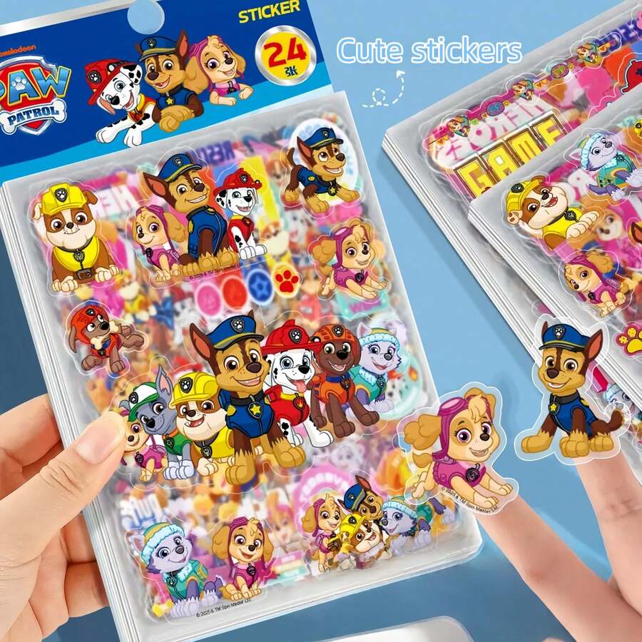 24张可爱小狗图案装饰卡片和和纸胶带贴纸,包含Rubble、Chase、Rocky、Zuma、Skye、Everest、Tracker、Tuck、Ella、Rex、WildCat、Liberty等角色,采用PVC材质,颜色随机柔和,适用于工艺品制作、礼品包装、手机和杯子、行李箱、笔记本、随机装饰、生日主题和DIY项目(图片仅供参考,请以实物为准,包装盒可能有所不同)。 - 彩色 - 查看 1
