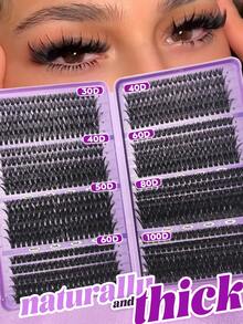 800pcs False Eyelashes Set, (30D+40D+50D+60D+80D+100D), Large Capacity Mixed Pack, 8mm-16mm DIY Eyelash Extension Kit, Single Lash Cluster Set, D-Curl Eyelash Extension Set, Accessories Include Glue, Sealer And Eyelash Extension Tools, Essential False Eyelashes Set For Women's Makeup, Create Glamorous Look, Suitable For Daily Use, Travel, Beginner, Wedding, Date, Party, Holiday And Other Occasions, Also Great Gift For Christmas/Halloween/Back To School Season. - 紫色 - 查看 13