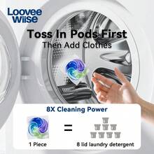Cápsulas de detergente para la ropa Loovee Wiise, 8 veces talla grande poder de limpieza, cápsulas de detergente para la ropa potentes de 4 en 1, nueva fórmula con fragancia de perla, ayuda a mantener la ropa fresca, limpia, suave y con fragancia (1 caja de 36 cápsulas, 12g por cápsula) - Multicolor - Ver 7
