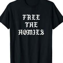 Free The Homies Funny Hip Hop T-Shirt - 黑色 - 查看 1