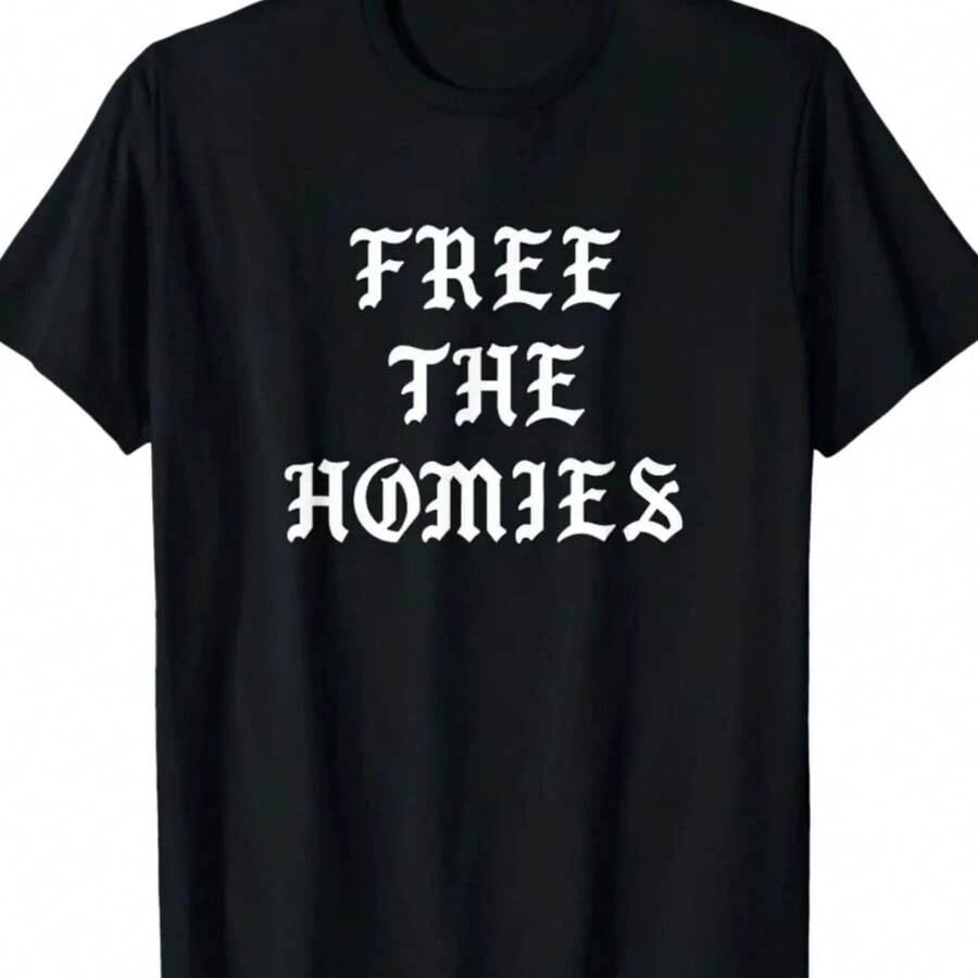 Free The Homies Funny Hip Hop T-Shirt - 黑色 - 查看 1