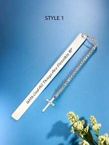 1pc Inspirational Bookmark With Bible Verse - "With God All Things Are Possible" - Christian Religious Gift, Suitable For Women, Men, Teens, Graduates, Book Lovers, Christians - Bible Study Motivational Bookmark, School Supplies, Back To School Gift, Birthday Gift, Encouragement Gift - Multicolor - View 8