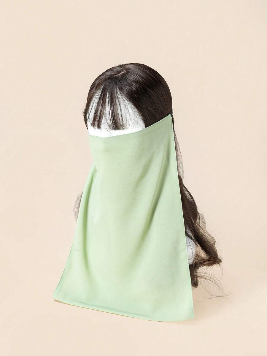 1 chiếc khăn che mặt bằng vải chiffon mềm mại màu trơn dành cho nữ, kiểu Trung Đông, khăn trùm đầu Niqab kín đáo kiểu Ả Rập, có dây chun co giãn, phù hợp với trang phục Hijab, sử dụng hàng ngày. - Màu xanh Bạc hà - Xem 1