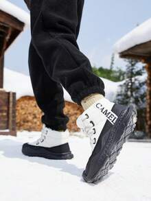 CAMEL CROWN Men's Snow Boots, Winter Warm Graphene Heated Thick Sole Anti-Slip Outdoor Ankle Boots - Black/White - View 6