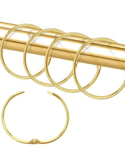 3/5/10 piezas Ganchos de cortina de ducha dorados, material de metal grueso, resistente al agua y al óxido, acero inoxidable, fácil instalación, antideslizante. Adecuado para baño, dormitorio, sala de estar, ventanas, etc. Decoración del hogar y del baño, decoración de otoño, accesorios de baño, esencial de vuelta a la escuela.