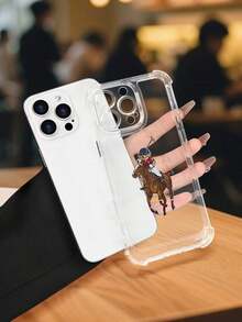 Polo-Playing Bear Design Phone Case With Reinforced Corners For Impact Protection. Compatible With IPhone 17/AIR/XSMAX/XR/11/12/13/14/15/16E/Pro/Promax/PLUS/MINI,  Reno//A Models. Shockproof, Drop-Resistant, And Stain-Resistant. Ideal For Personal Use Or As A Gift, Perfect For Valentine's Day, Thanksgiving, Halloween, Christmas, New Year's, And All Festive Occasions. - 無色 - 查看 6