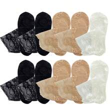 蕾丝袜 女士樱花镂空花卉透明袜 春夏薄款防滑低帮船袜 - 彩色 - 查看 15