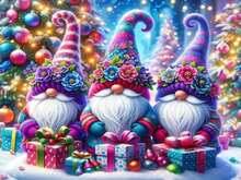 Igoodom Christmas Diamond Art Kits For Adults, Christmas Gnomes Diamond Painting Kit, Full Drill Round Diamond Art Kits, DIY Gem Art And Crafts For Home Wall Decor Gift 16x12inch - ColorQ - View 1