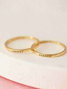 1pc Customized Stainless Steel Laser Engraved English Name & Number Ring, Warm And Unique Accessory Jewelry, Luxury Unisex Gift For Lover, Family And Friends - Multicolor - View 8