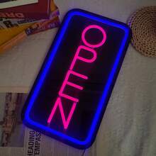 1 Peça Letreiro de Néon de Carta Aberta Multicolorido, Luz de LED Brilhante Alimentada por USB - Decoração para Boate, Caverna do Homem, Salão de Unhas, Bar, Hotel, Cafeteria, Loja, Presente Perfeito para Aniversário e Feriados - luz policromática - Visão 7