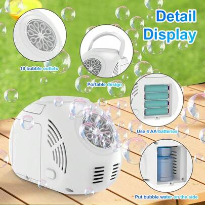 Portable Handheld Bubble Machine, Fully Automatic Bubble Maker, Outdoor Bubble Prop, Can Be Used As Party & Gathering Bubble Toy (Batteries And Bubble Solution Not Included)