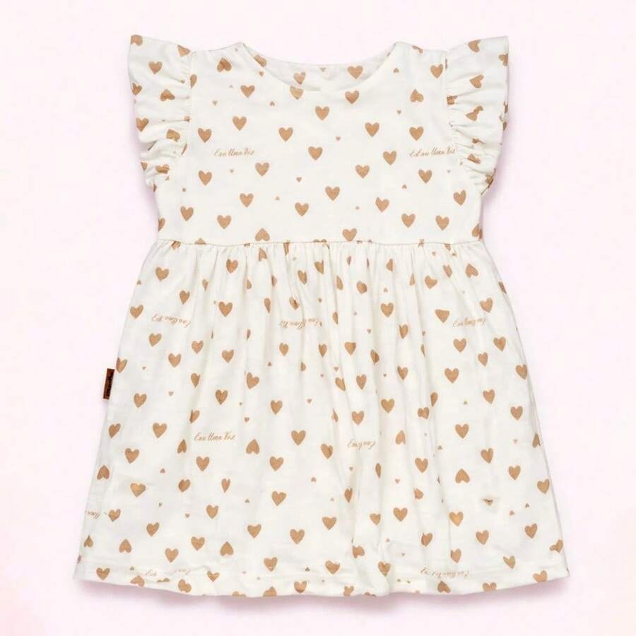 Vestido para Bebê de Verão Estampado Confortável e Leve - Damasco - Visão 1