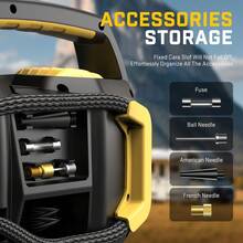 Inflador de neumáticos Carsun, compresor de aire portátil, bomba de neumáticos, cilindro doble de 25, modelo con pantalla digital de 12V-CC, tecnología mejorada (bajo nivel de ruido), 180W de alta potencia, 3 veces talla grande rápida la velocidad de inflado, apagado automático, accesorios para automóvil - adecuado para autocaravana, camión, SUV, balones deportivos y talla grande - Cableado - Ver 5