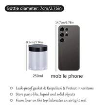 6pcs 2.8 Inch Diameter Plastic Storage Jars With Lids, Paint Pigment Containers, Cream/Mask Jars, Eye Cream/Face Cream Bottles, PET Wide Mouth Transparent Sample Containers, Cosmetic Packaging Bottles - Black - View 16