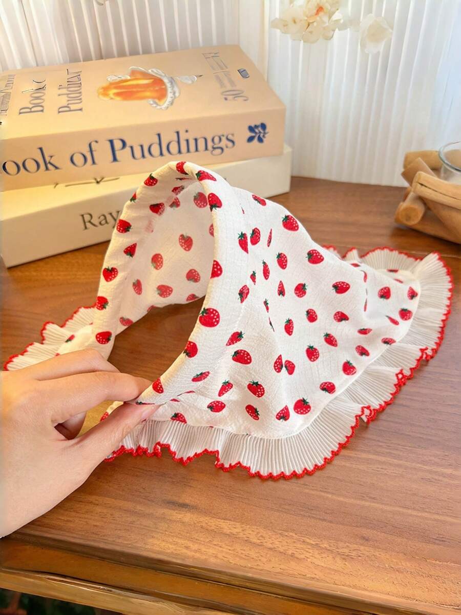 1pc Girls' Colorful Plaid Headband, Lace Trim Countryside Style Non-Slip Headwrap, Versatile Hair Accessory - Multicolor - View 1