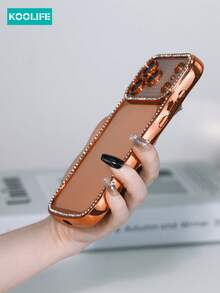 Koolife 1 件装星钻波浪形手机壳，TPU 材质，带闪光镜头膜和凸起镜头保护，防震时尚设计，兼容 17/17 Pro/17 Pro Max - 橘色 - 查看 2