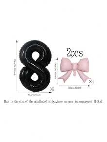 2pcs 32-Inch Number Balloon Set, Pink & Red Bow Foil Balloons, White, Red, Black & Cream 0-9 Number Balloons Suitable For Birthday Party, Anniversary Decoration - Multicolor - View 31