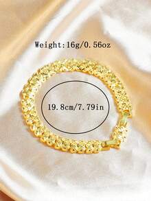 24K镀金铜阿拉伯风格心形手链，女士休闲配饰，感恩节礼物 - 金黃色 - 查看 8