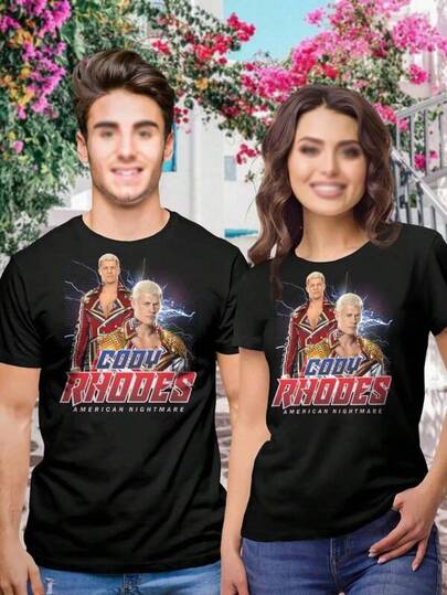 Women's Cody  T-Shirt WWE Wrestling Fan Apparel Graphic Tee Premium Cotton Parent-Child Outfits Anime Merchandise Kids Clothes Girls Young Boys Shirts School Clothes For Teens Family Matching Outfits Juniors Girl Clothes Christmas Gift For Boys & Girls Christmas T-Shirt New Year's Gift