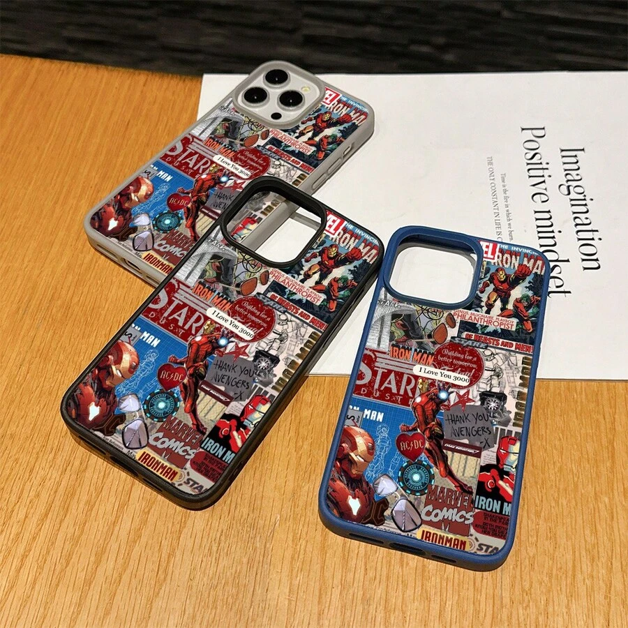 Marvel Patterned Phone Case, Iron Man, , Hulk, Thor, Hawkeye, Black Widow, Thanos, Avengers. Compatible With IPhone 17 ProMax, 17Pro, 17Air, 16, 15, 14, 13, And 12 Pro Models, With Shockproof Protection. A Unique Gift For Marvel Fans, Friends, Birthdays, Holidays, And Special Occasions. Great Gift Option For Anyone Who Loves Superheroes. - Màu xanh lam - Xem 1