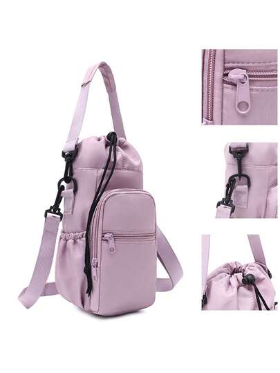 40oz/1.2L Insulated Water Bottle Holder Bag With Phone Pocket, Adjustable Shoulder Strap, Suitable For Accessories, For Hiking, Camping, Sports