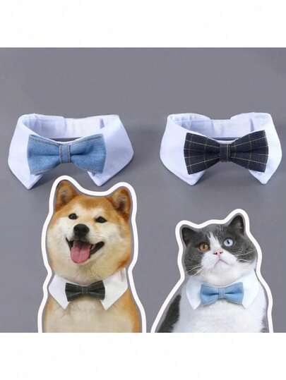 Gentleman Bow Tie Collar, Plaid Bow Tie Collar For Cats And Dogs, Wedding Collar Necklace