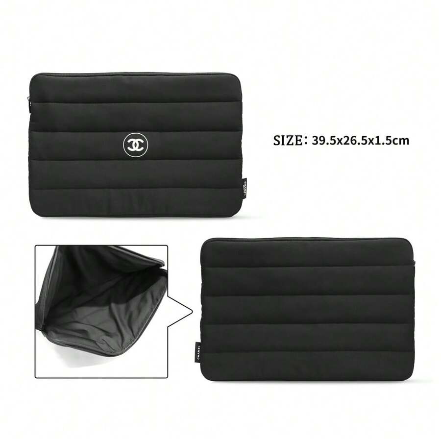 CHANEL 超薄保护套，化妆包，黑色绗缝收纳包，适合日常通勤和旅行 - 黑色 - 查看 1