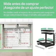 HAWOO Organizador Debajo del Fregadero de 2 Niveles, Prueba de Óxido Organizadores de Gabinetes Deslizantes en Forma de L, Organizador de Fregadero Multiusos para Cajón de Cocina y Baño, 2 Pack - 1 - Ver 2
