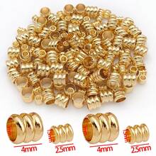 30颗18K镀金黄铜金属柱形隔珠，带凹槽管状散珠，适用于DIY珠宝挂绳制作 - 彩色 - 查看 6