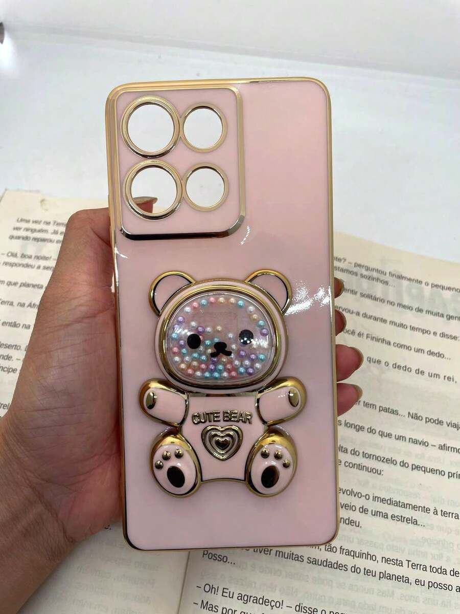 Phone Case Compatible With Moto G75 5G, Teddy Bear Design. - Baby Pink - View 1