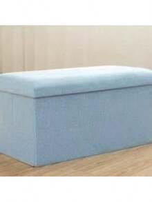 1pc Foldable Linen Storage Ottoman, Large Capacity, Suitable For Shoe Changing Or Sofa Bench, Multi-Functional Storage Stool